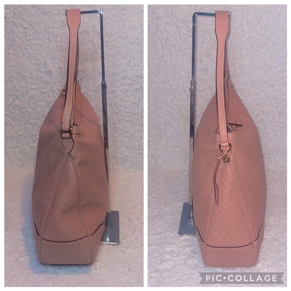 Gucci GG Microguccissima Monogram Bree Pink Leather Hobo Zip Shoulder Bag Purse - Picture 7 of 17